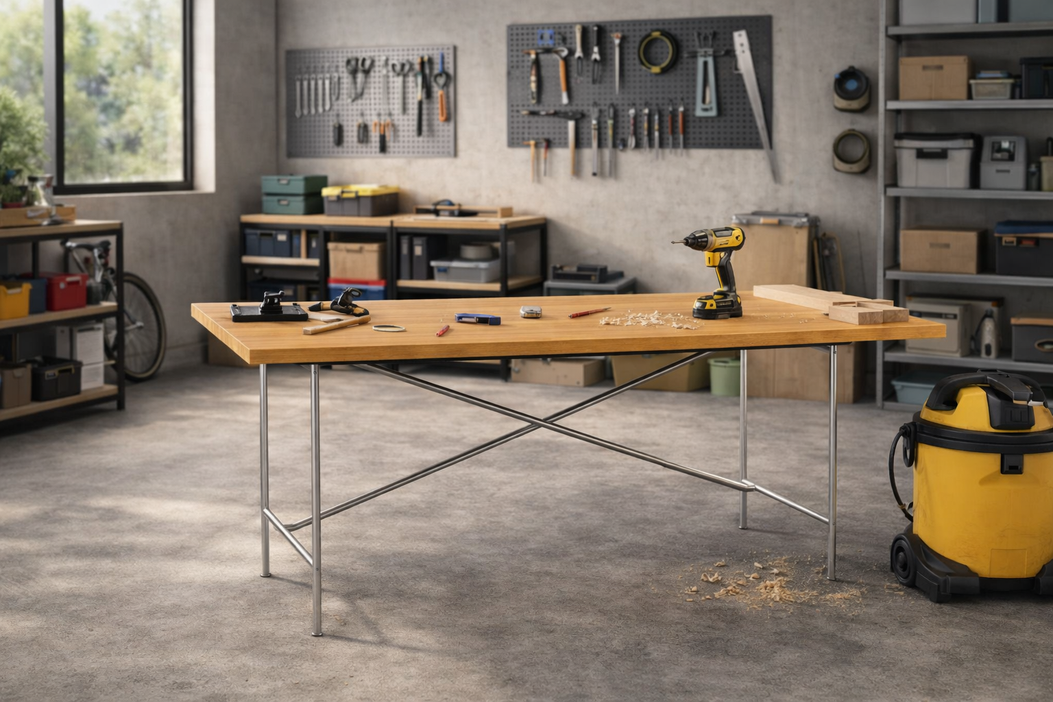 X Trestle Table with Support & Raisers